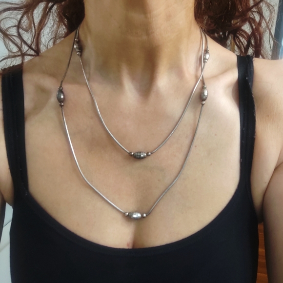 Vintage 43" Long Flapper Opera Length Italian Sterling Silver Station Necklace - Picture 4 of 11